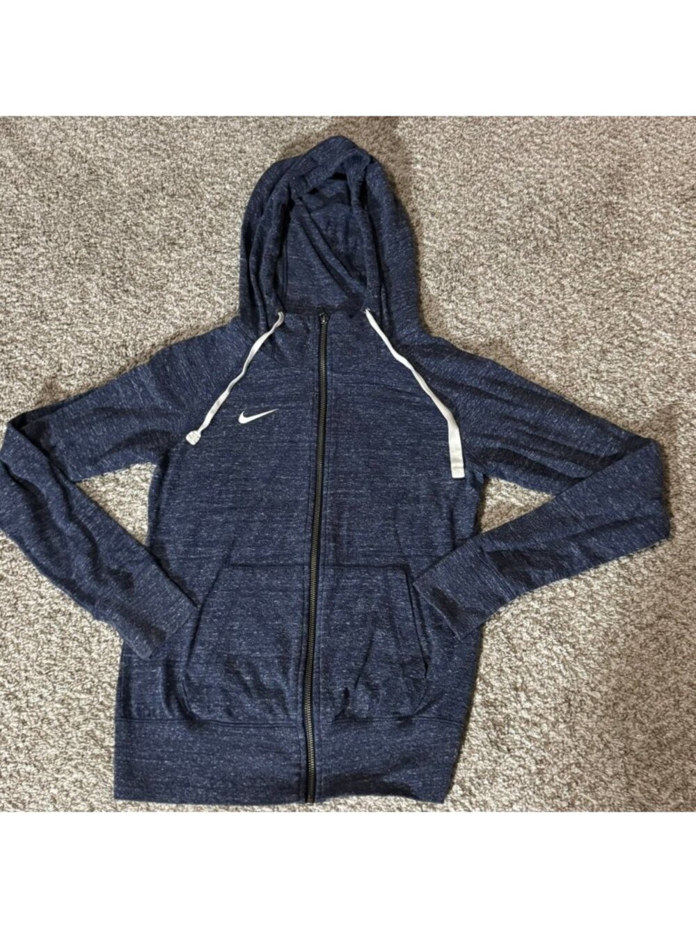 Nike Full Zip Hoodie Men's XS Blue Heather Sweatshirt Activewear Jacket Organic